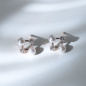 Bella Pearl Cubic Silver Post Earrings