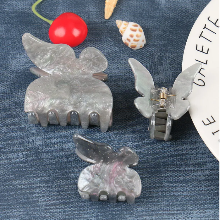 Butterfly Hair Claw Clips -Gray